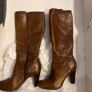 Brown Leather Knee-High Boots